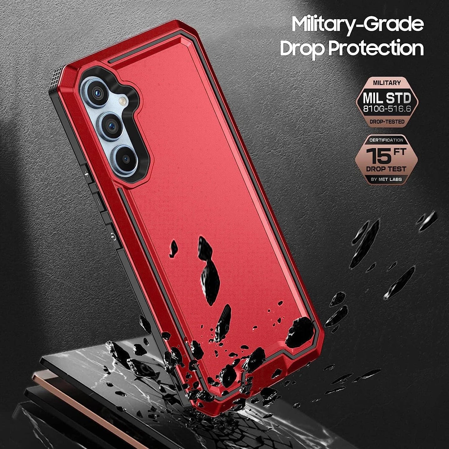 For Samsung Galaxy A16 A14 A15 A54 5G Phone Case PC+TPU Cover +Tempered Glass