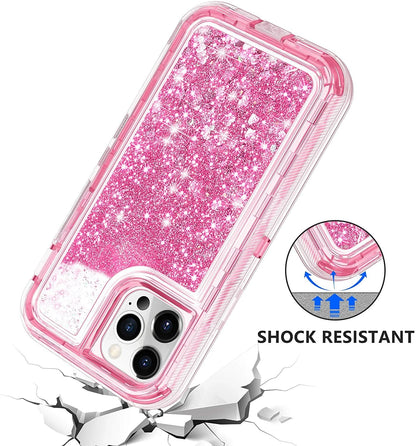 Shockproof Case For iPhone 16 15 14 13 12 11 Pro Max Liquid Glitter Cover