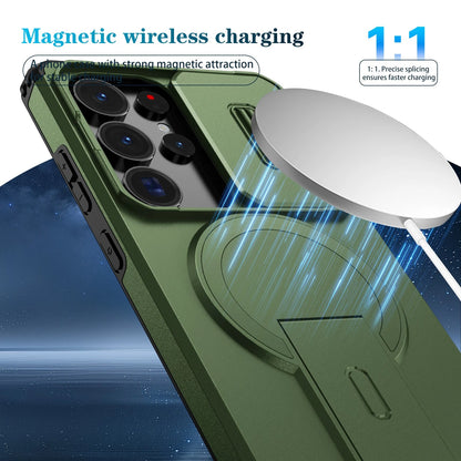 For Samsung Galaxy S25FE S24 S25 Ultra Shockproof Mag Safe Stand Slide Lens Case