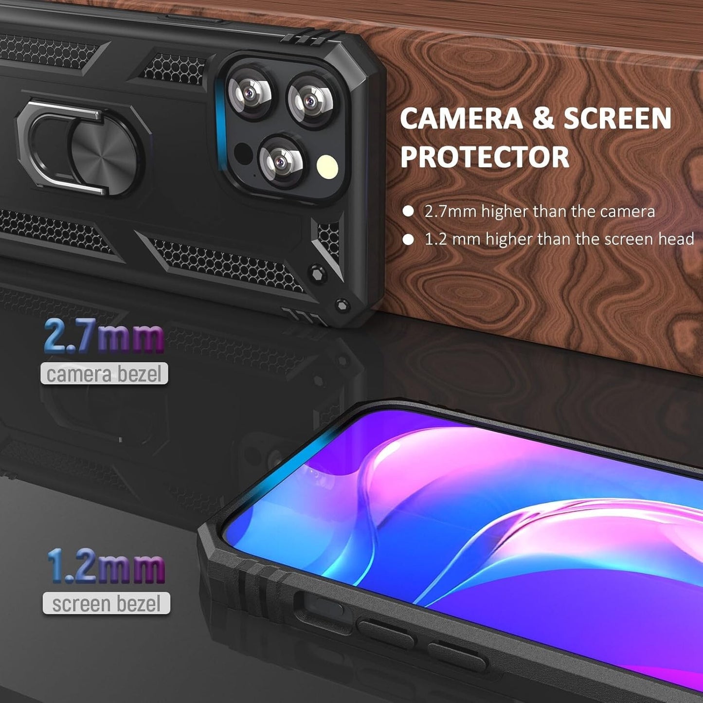 For iPhone 13 Case/13 Pro Max/13 Mini Phone Cover Shockproof + Tempered Glass