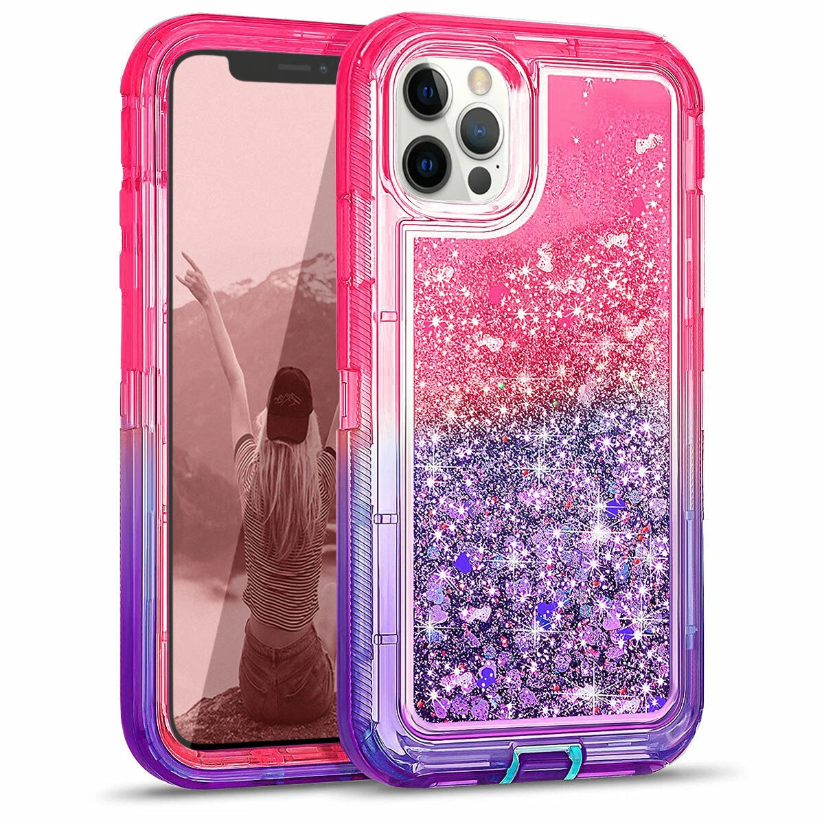 Shockproof Case For iPhone 16 15 14 13 12 11 Pro Max Liquid Glitter Cover