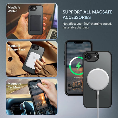 iPhone 16e Magnetic Case - Translucent Slim Shockproof Protective Cover for Fast Wireless Charging