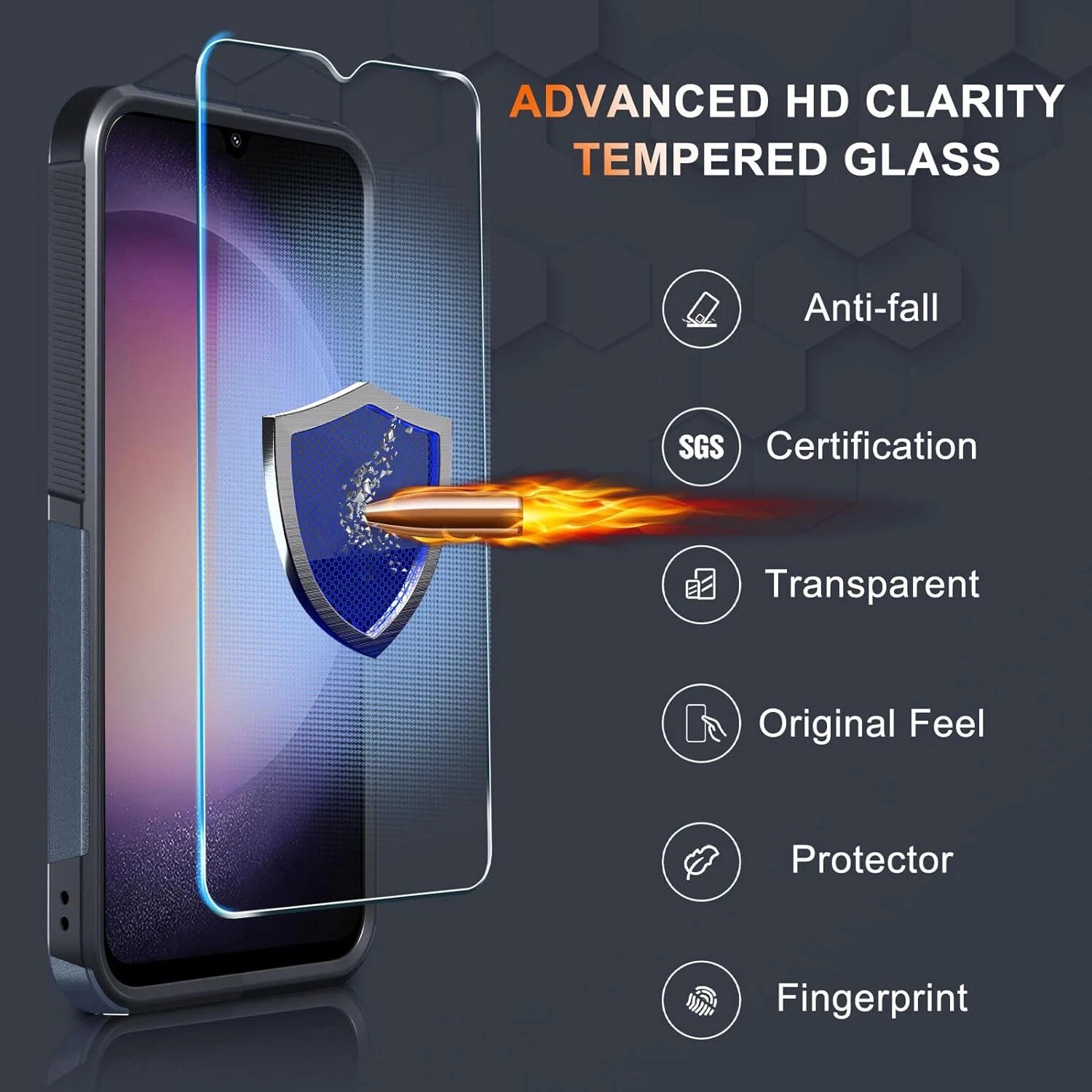 For Samsung Galaxy A16 5G A15 A14 A54 Case Phone Cover Shockproof +Screen Glass