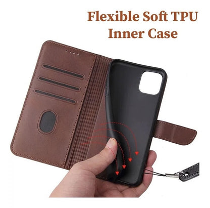 Leather Magnetic Flip Wallet Case For iPhone 17 16 15 14 Plus 13 12 Pro Max Air