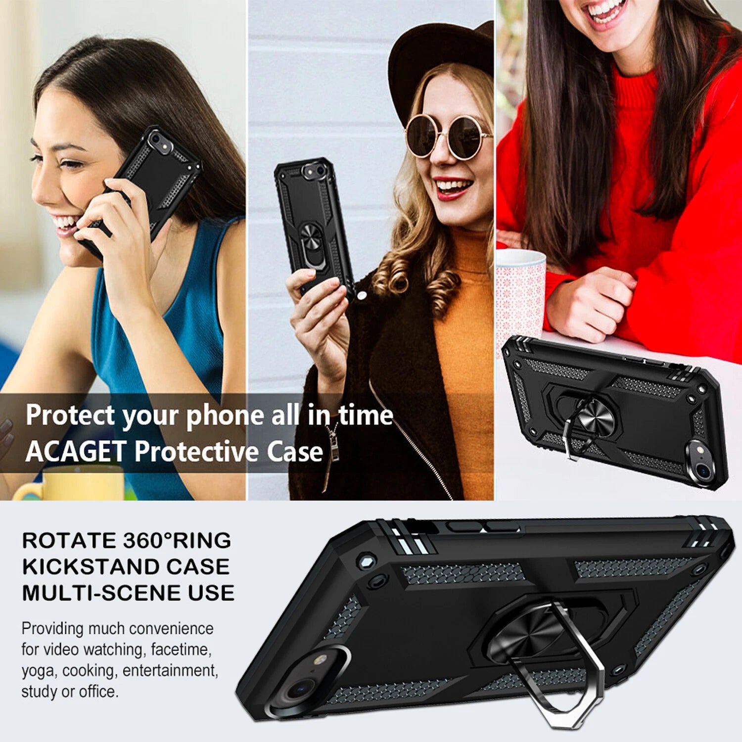 For iPhone SE Case /8/7/Plus/6S/SE 2020/Phone Cover Shockproof + Tempered Glass