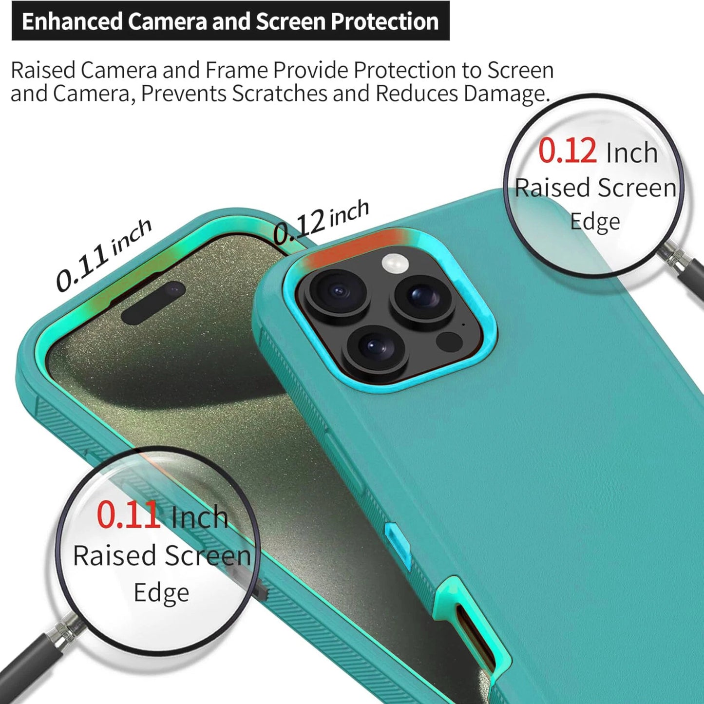 For iPhone 16 Pro Max Case 15 14 13 Phone Cover Shockproof Holster Screen Glass