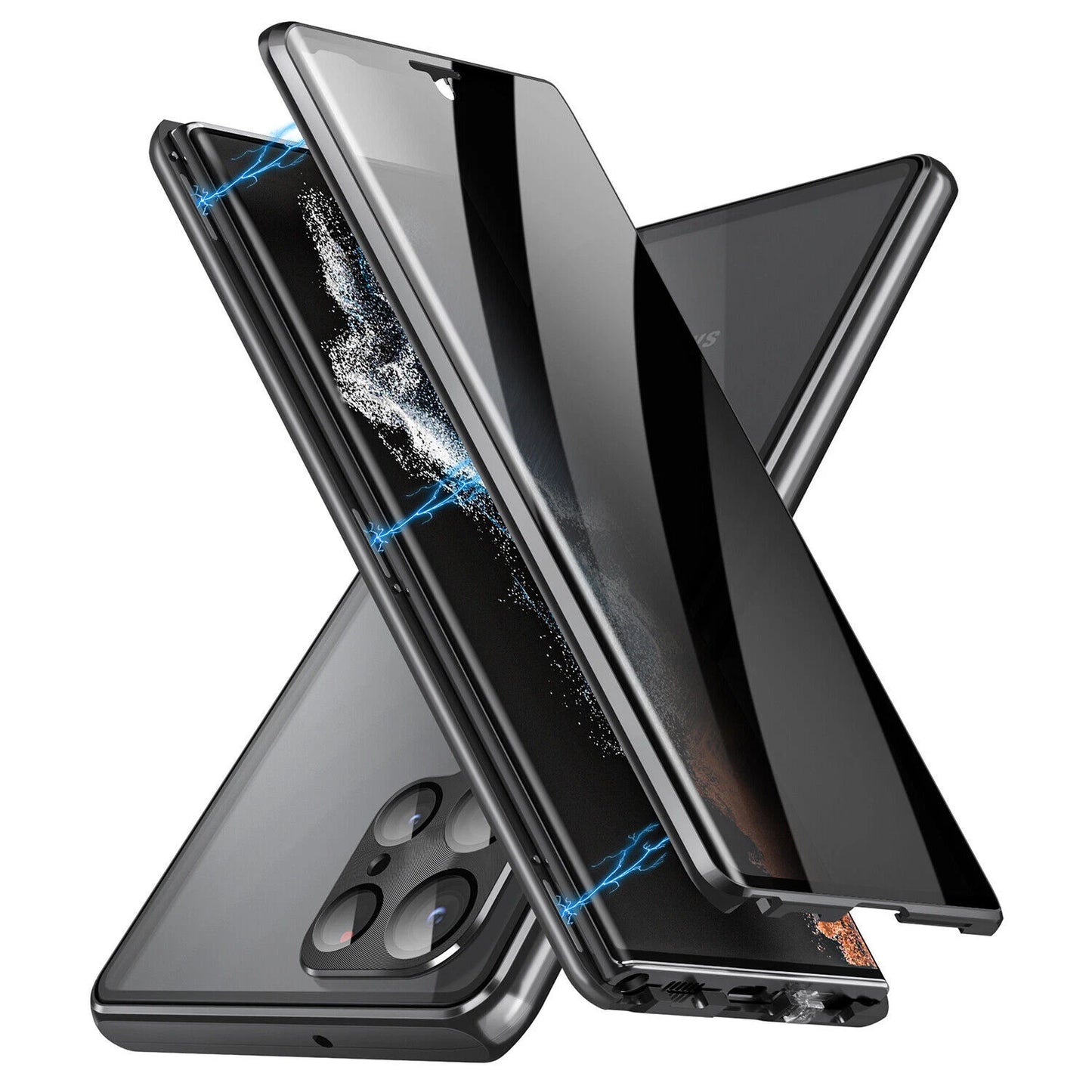For Samsung Galaxy S25 Ultra S24+ S23 S22 S21 360�� Anti-Spy Magnetic Glass 