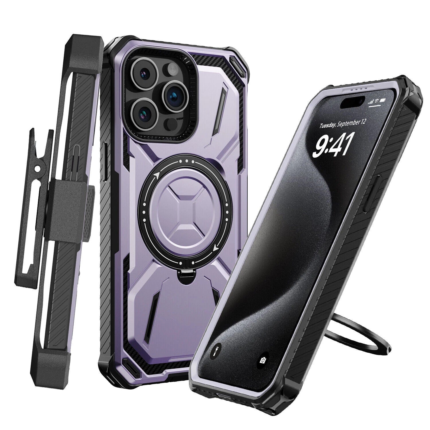 For iPhone 16 Pro Max 15 14 13 12 11 Heavy Duty Defender Case Belt Clip Holster