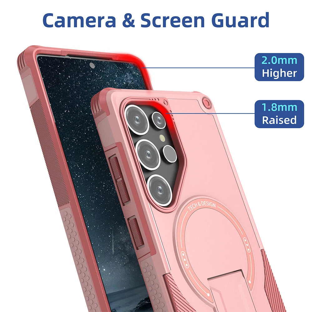 Samsung Galaxy S25 Ultra S24 A17 A16 Shockproof MagSafe Case with Built-in Stand - Heavy Duty Protection