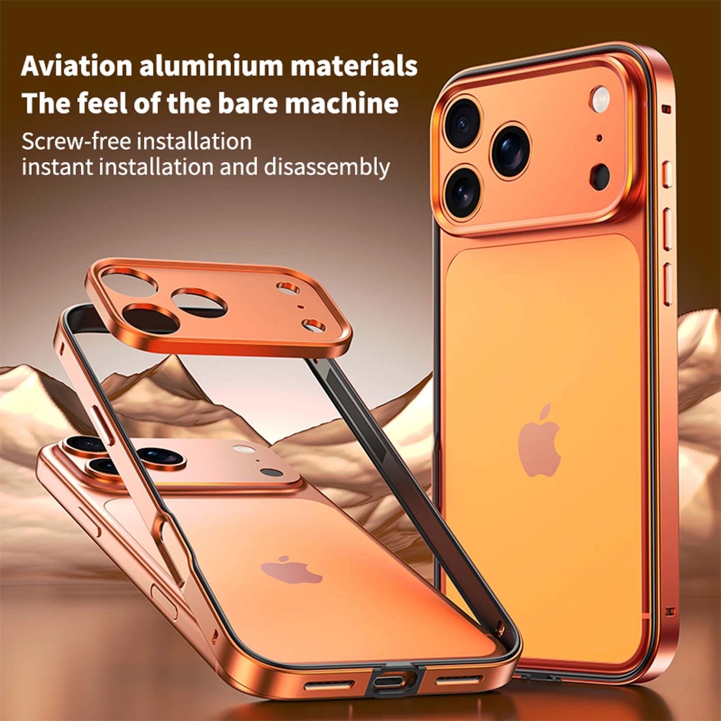For iPhone 17 Pro Max Air 16 15 14 13 Metal Slim Bumper Case W/ Lens Protector