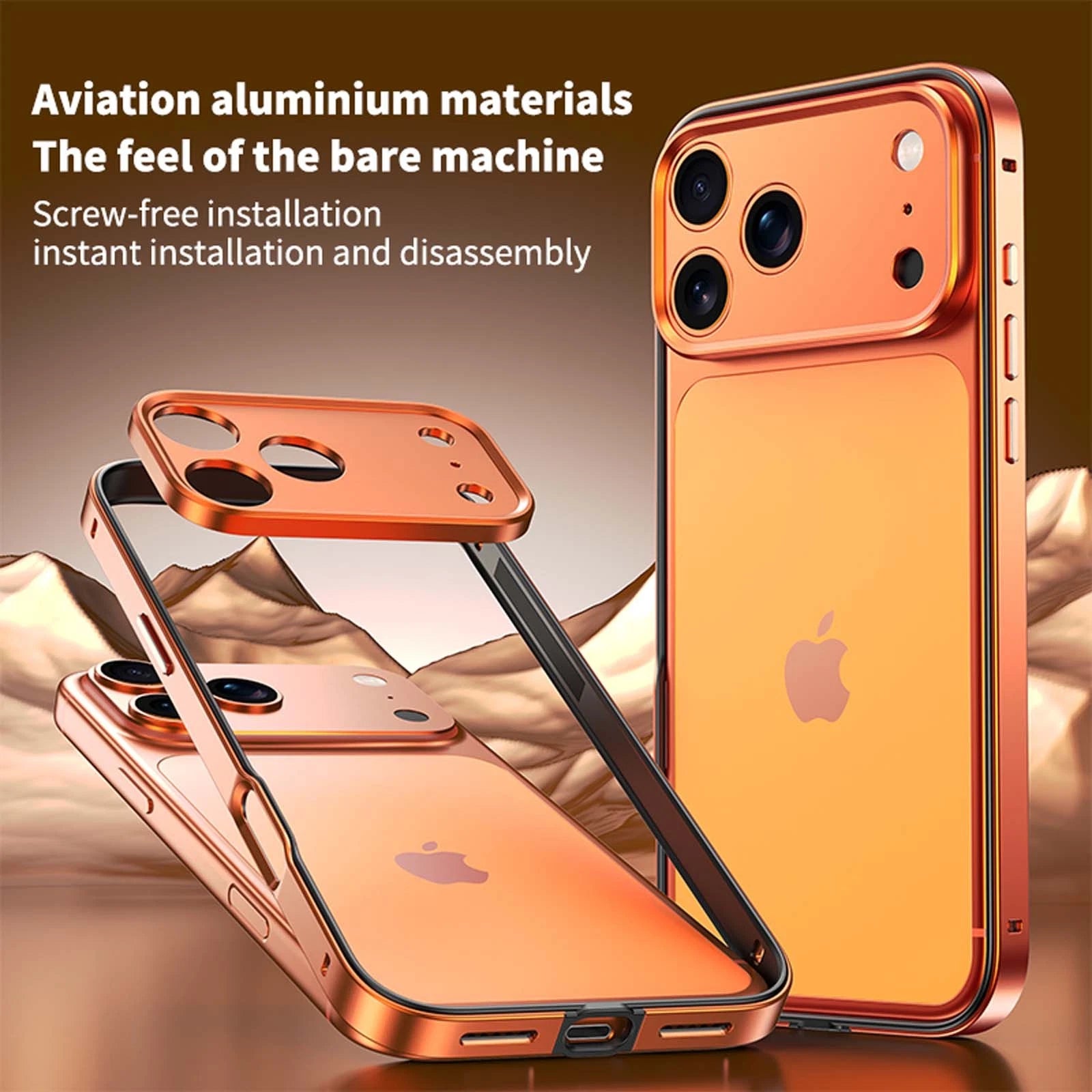 For iPhone 17 Pro Max Air 16 15 14 13 Metal Slim Bumper Case W/ Lens Protector