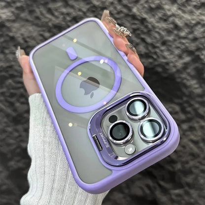 Camera Stand Mag Safe Case For iPhone 17 Pro Max 16 15 14 Plus 13 Lens Protector