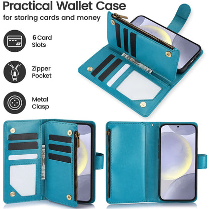 Leather Zipper Wallet Phone Case For Samsung Galaxy S25 S24 Ultra S23 S22 S21 FE