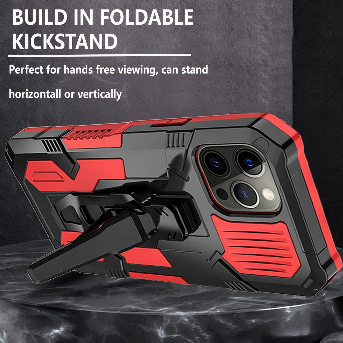 For iPhone 12 Case /12 Pro Max/Mini/ Phone Cover Shockproof Stand + Glass Screen