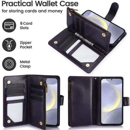Leather Zipper Wallet Phone Case For Samsung Galaxy S25 S24 Ultra S23 S22 S21 FE