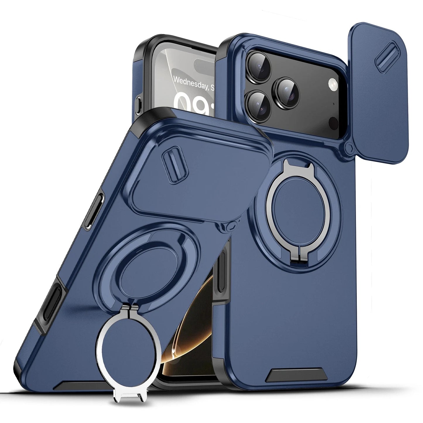 For iPhone 17 16 Pro Max 15 14 13 12 11 Rugged Magnetic Case w Ring Camera Cover