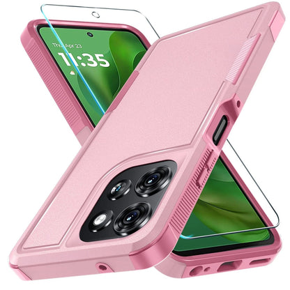Motorola Moto G 2025 Shockproof Case with Tempered Glass Screen Protector - Heavy Duty Armor Cover