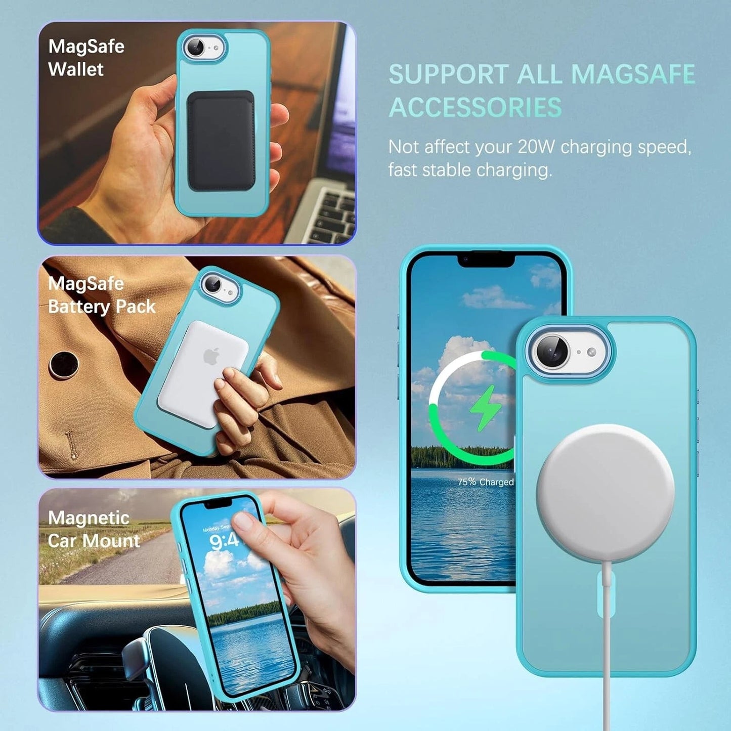 For iPhone 16e Phone Case Magnetic Translucent Slim Shockproof Cover