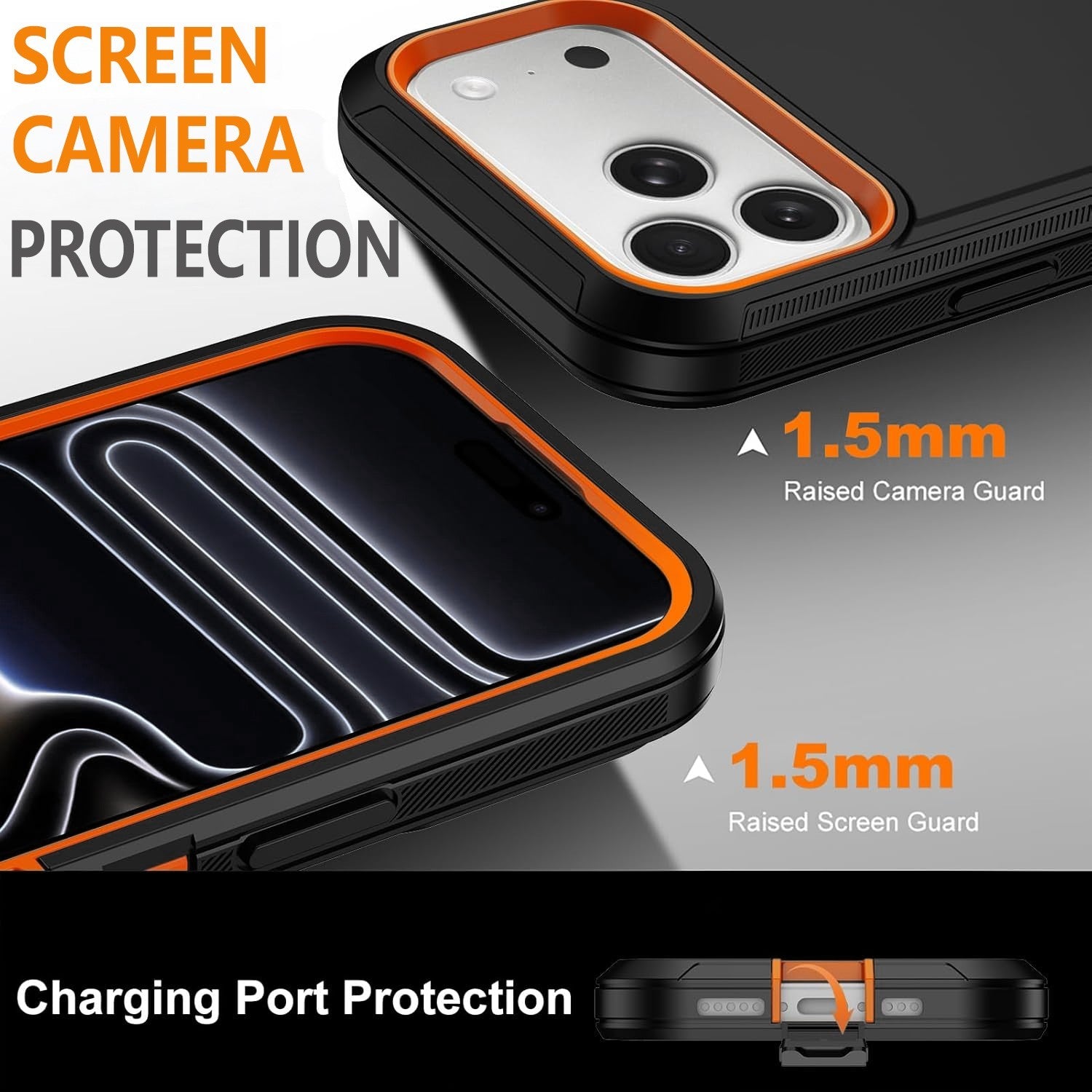 For iPhone 17 Pro Max Case /17 Pro/16 Phone Cover Fit OtterBox + Tempered Glass
