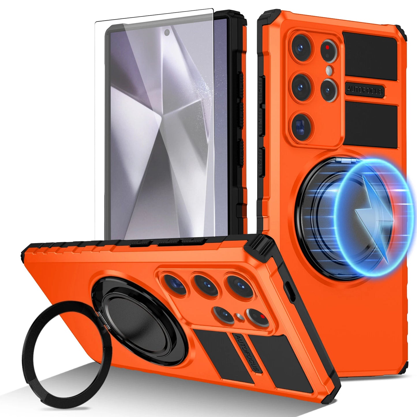 For Samsung Galaxy S24/S23/S25 Ultra Rugged Armor Phone Case + Screen Protector