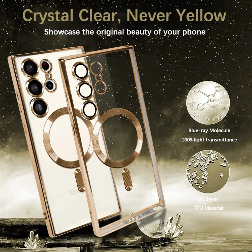 For Samsung Galaxy S25 S24 Ultra Edge Plus Clear Case Magnetic Mag Safe Cover