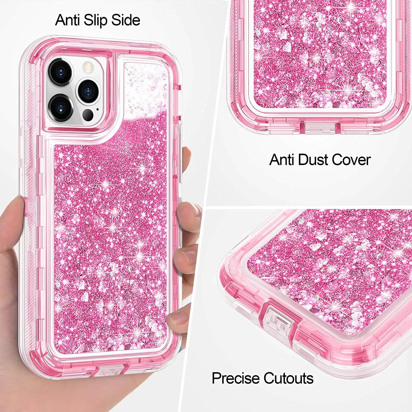 Shockproof Case For iPhone 16 15 14 13 12 11 Pro Max Liquid Glitter Cover