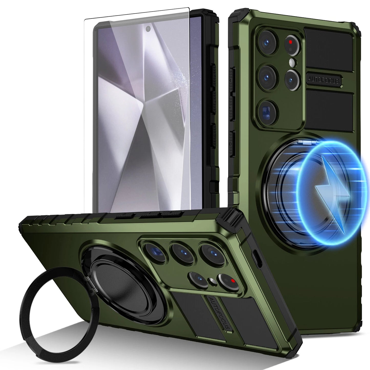 For Samsung Galaxy S24/S23/S25 Ultra Rugged Armor Phone Case + Screen Protector