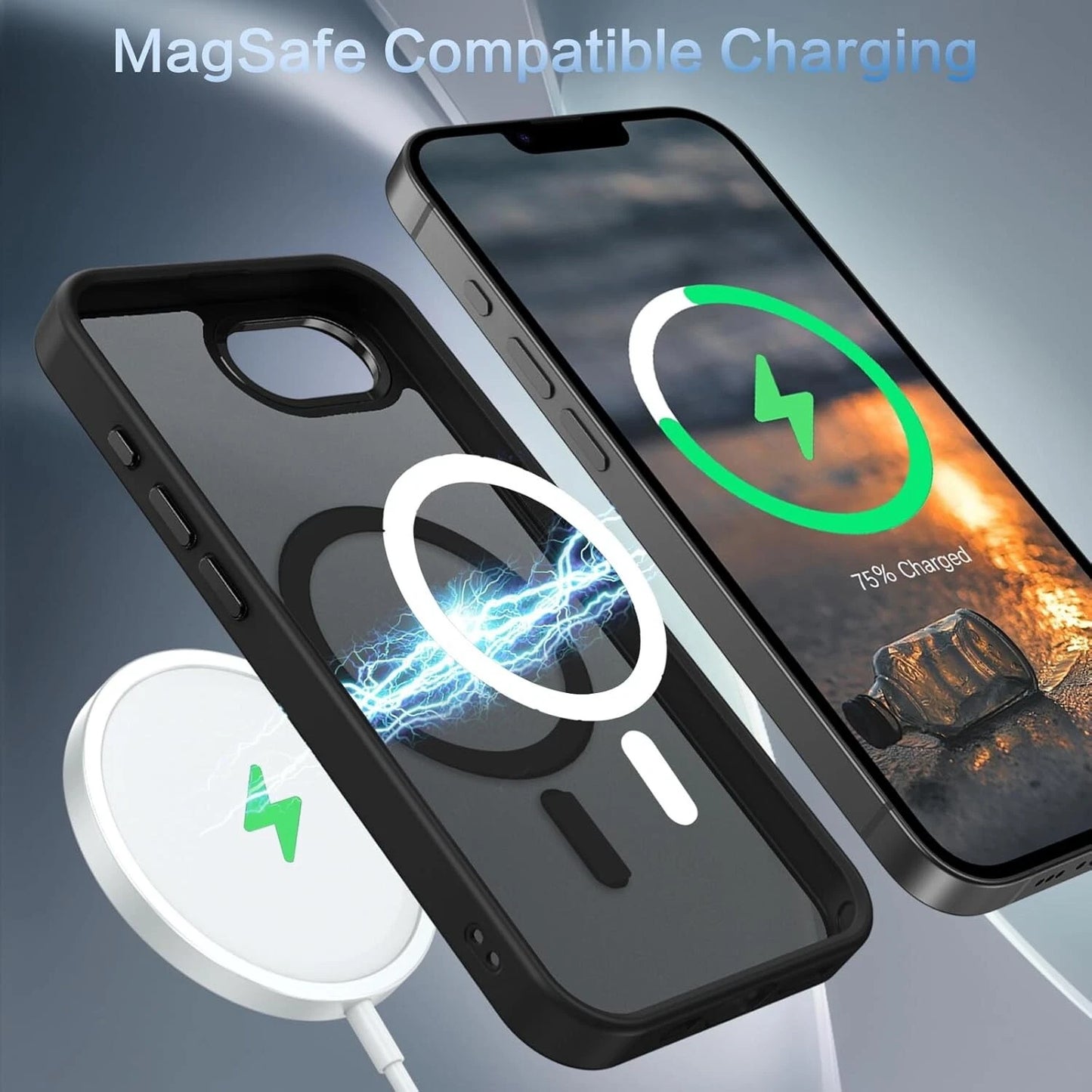 iPhone 16e Magnetic Case - Translucent Slim Shockproof Protective Cover for Fast Wireless Charging