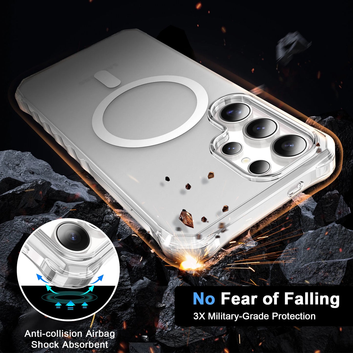For Samsung Galaxy S25 Ultra S24+ Shockproof Matte TPU+PC Case Mag Safe Cover