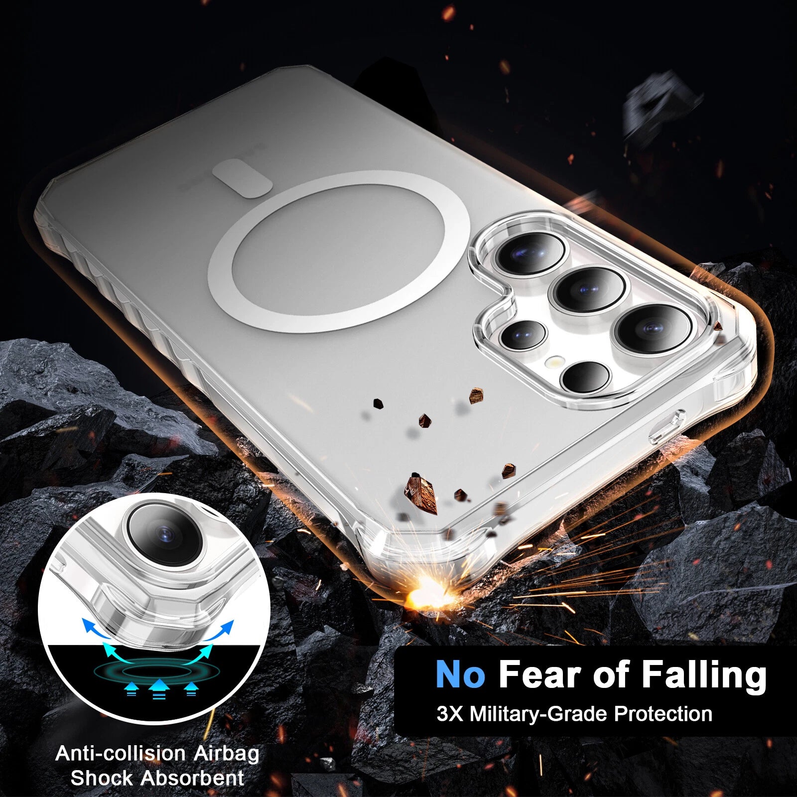For Samsung Galaxy S25 Ultra S24+ Shockproof Matte TPU+PC Case Mag Safe Cover