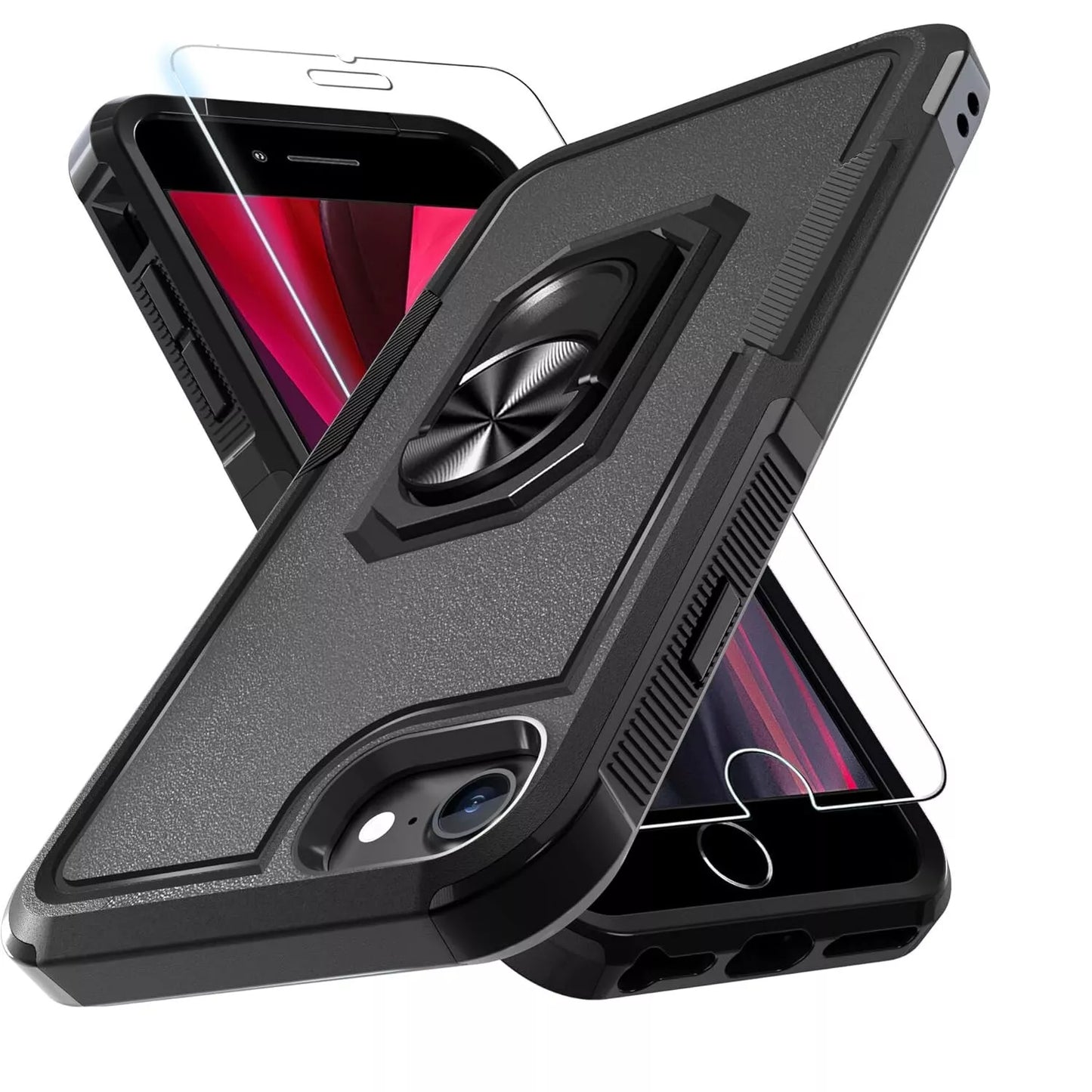 For iPhone 7 8 Plus SE 2nd 3rd Case Shockproof Phone Cover + Tempered Glass
