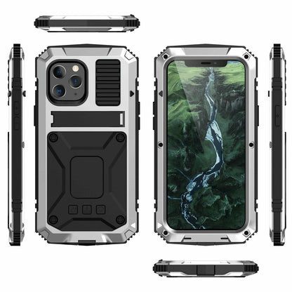 Heavy Duty Armor Metal Screen Glass Stand Case for iPhone 17 Pro Max 16 15 14 13