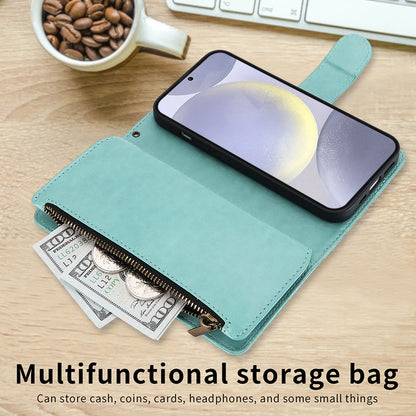 Leather Zipper Wallet Phone Case For Samsung Galaxy S25 S24 Ultra S23 S22 S21 FE