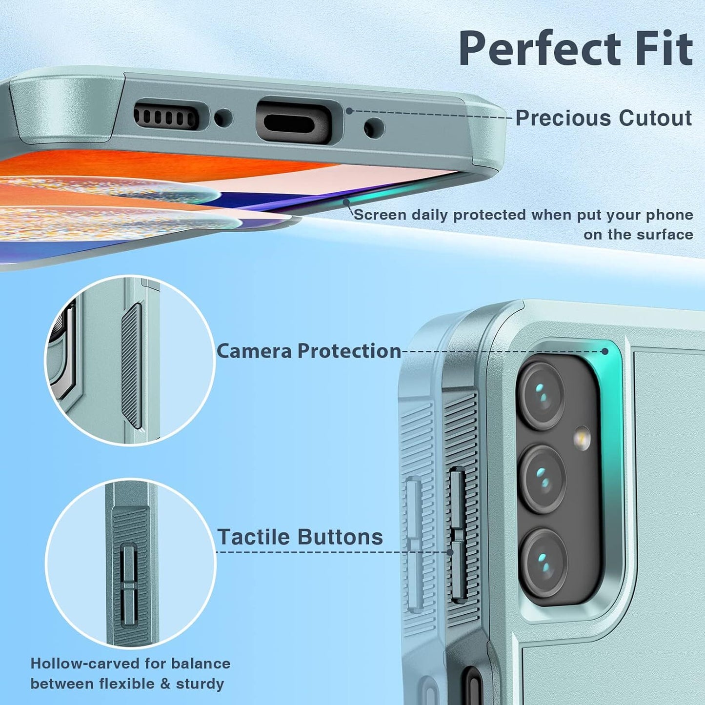 For Samsung Galaxy A16 5G A15 A14 A54 A35 A03S Case Phone Cover Shockproof+Glass