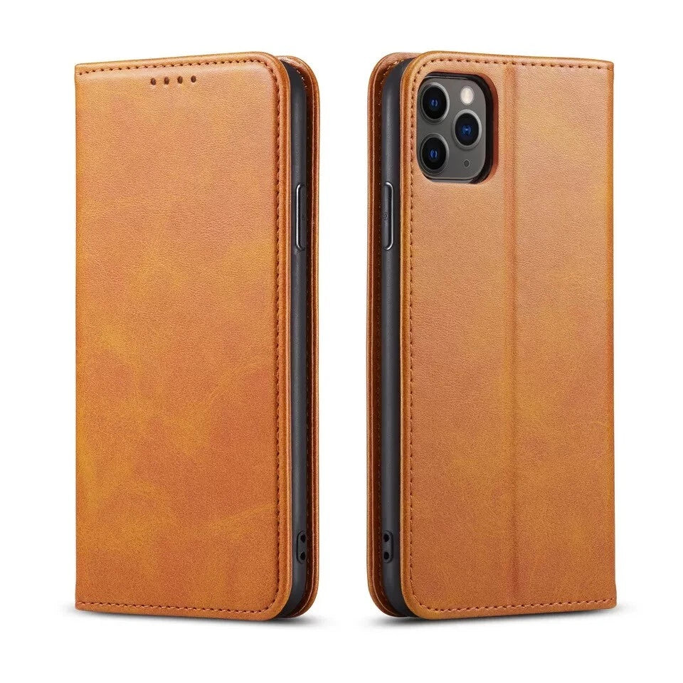 For iPhone 17 16 15 14 13 12 Plus Pro Max Air Leather Magnetic Flip Wallet Case