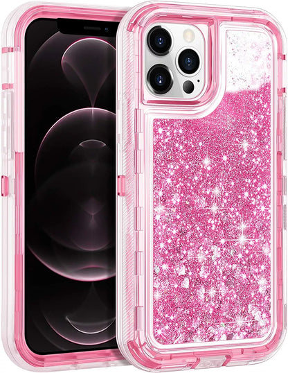 Shockproof Case For iPhone 16 15 14 13 12 11 Pro Max Liquid Glitter Cover