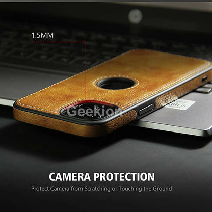 For Apple iPhone 17 16e 15 14 Plus 13 12 11 Pro X Max Case Leather Shockproof