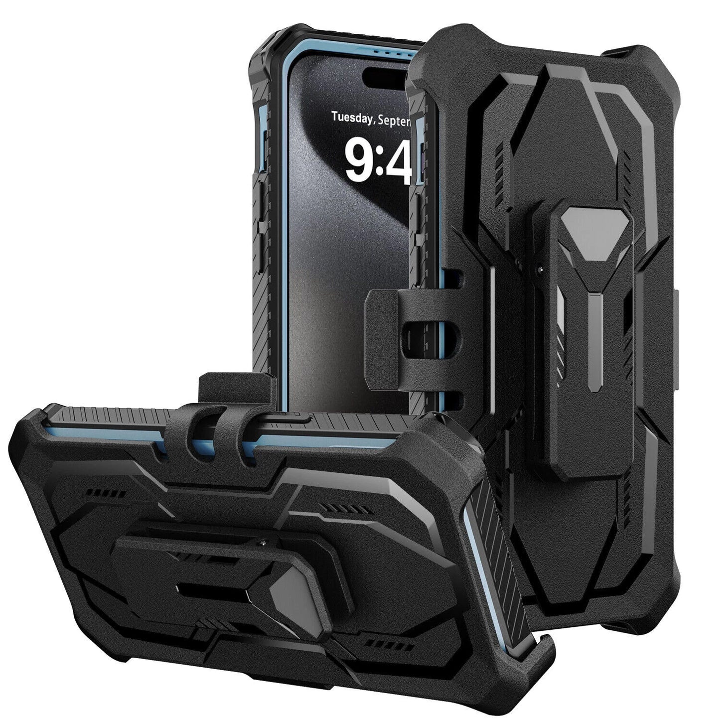 For iPhone 16 Pro Max 15 14 13 12 11 Heavy Duty Defender Case Belt Clip Holster