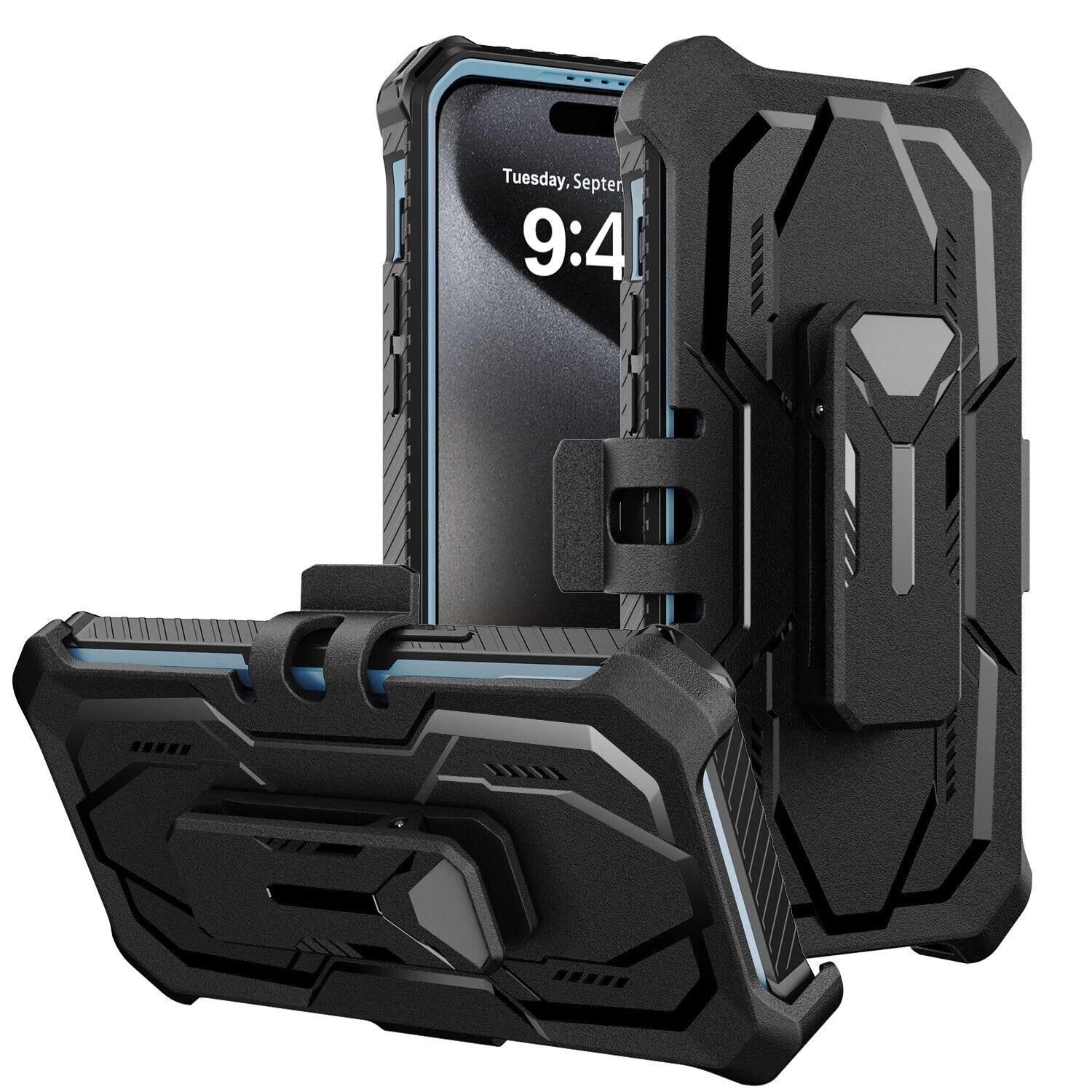 For iPhone 16 Pro Max 15 14 13 12 11 Heavy Duty Defender Case Belt Clip Holster