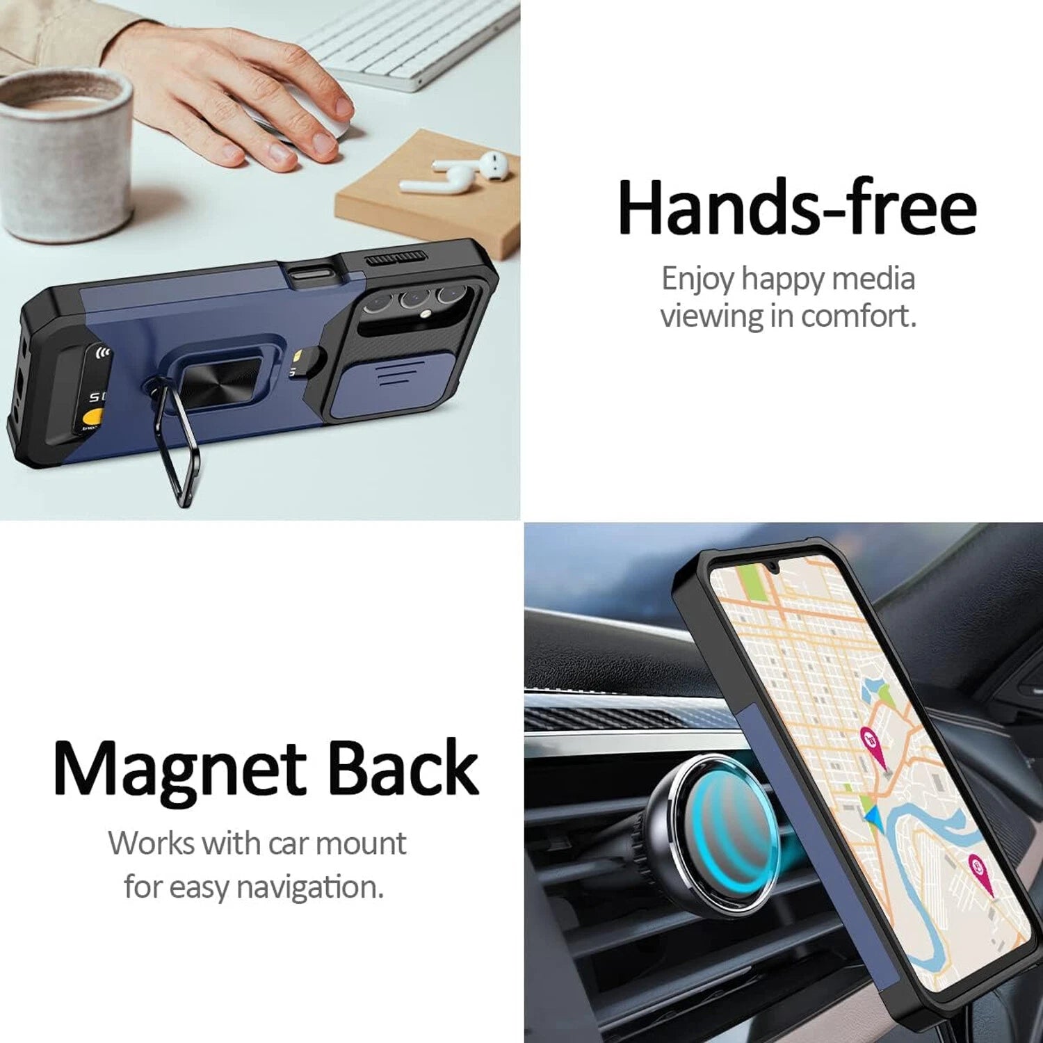 For Samsung Galaxy A16 5G A14 A54 A03S A35 Case Phone Cover + Tempered Glass