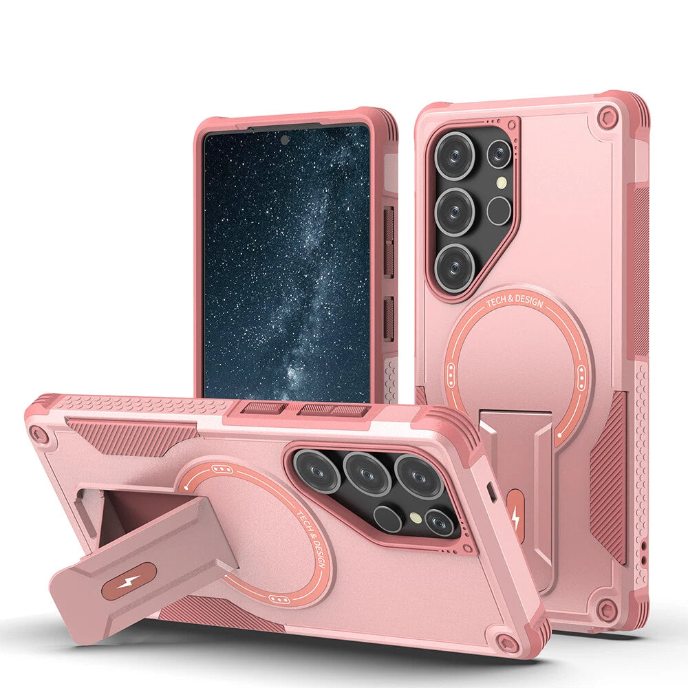 For Samsung Galaxy S25 Ultra S24 A17 A16 A25 A36 Shockpoof Mag Safe Stand Case