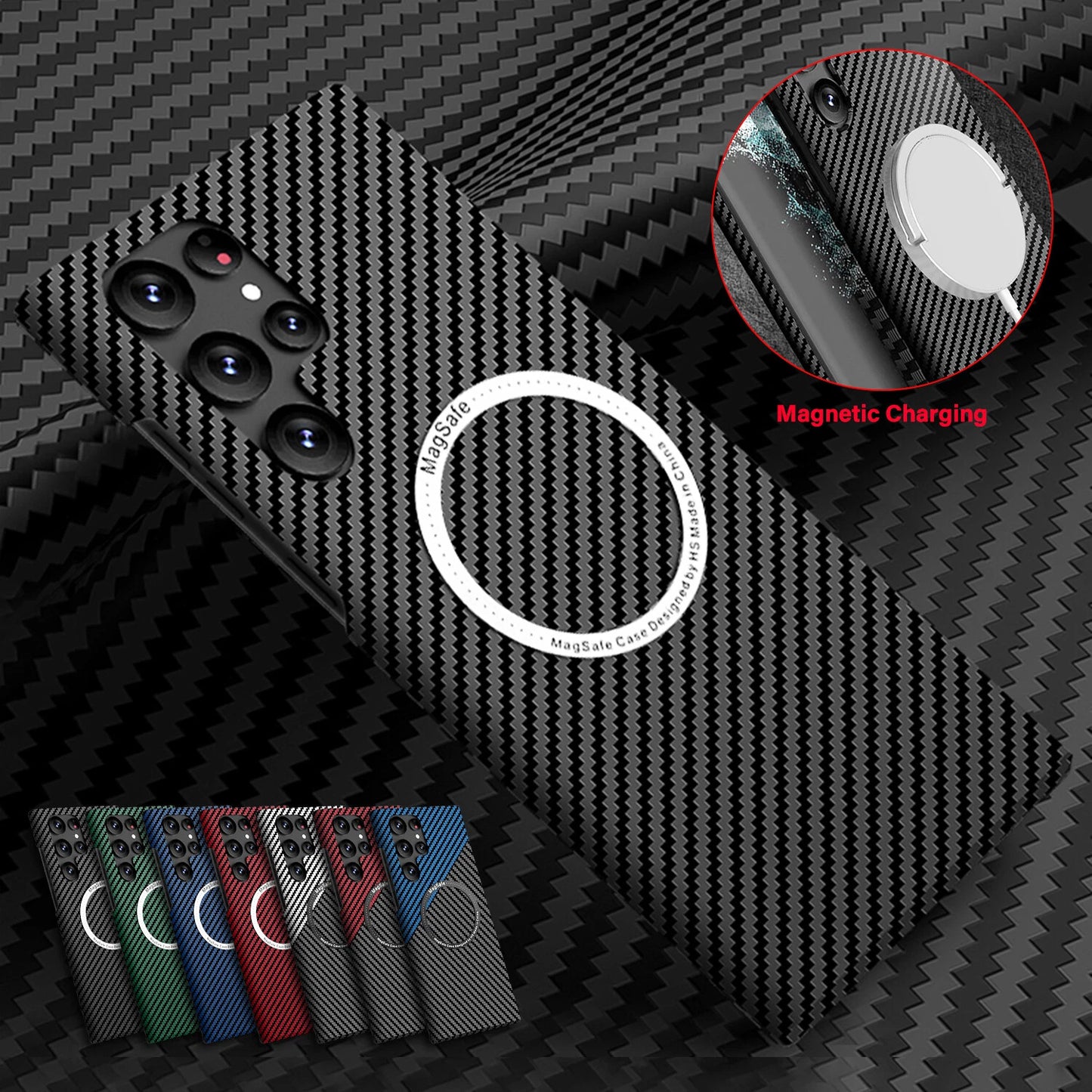 For Samsung Galaxy S25 Ultra S24 S23S22 MagSafe Case Magnetic Carbon Fiber Cover