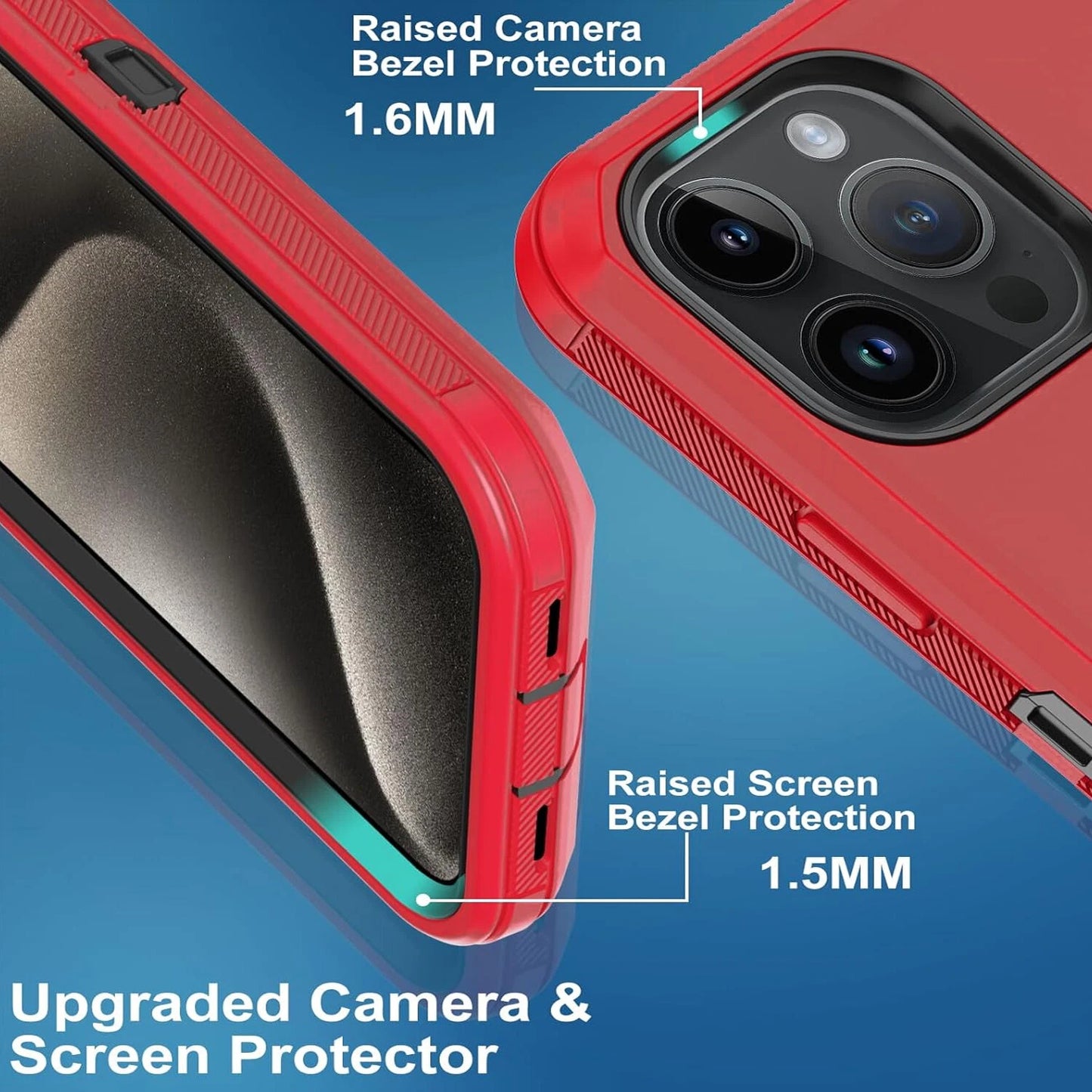 For iPhone 16 Pro Max/16 Pro 15 14 13 11 Case Phone Shockproof Cover+Screen Glas