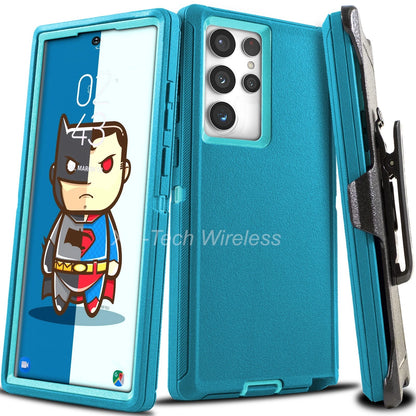 Heavy Duty Shockproof Case For Samsung Galaxy S25 S24 S23 S22+ Ultra + Belt Clip