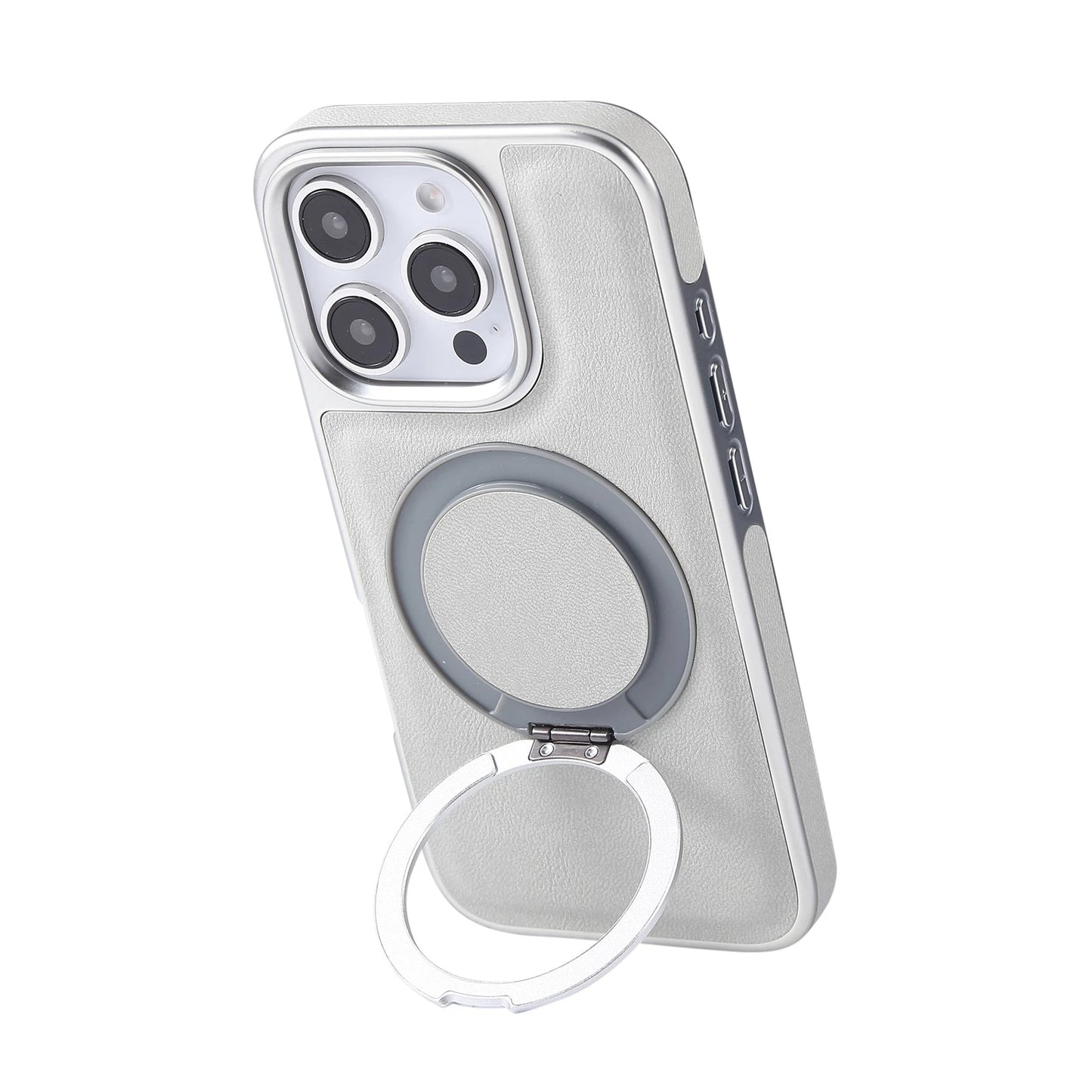For iPhone 17 Pro Max 16 15 14 13 Shockproof PU Leather Magnetic Ring Stand Case
