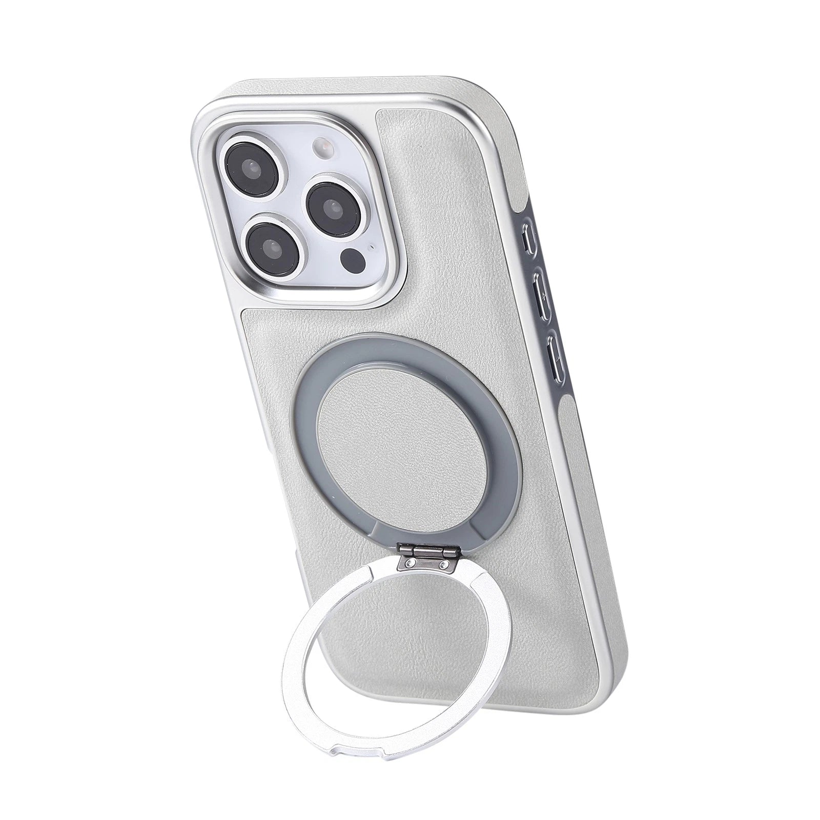 For iPhone 17 Pro Max 16 15 14 13 Shockproof PU Leather Magnetic Ring Stand Case