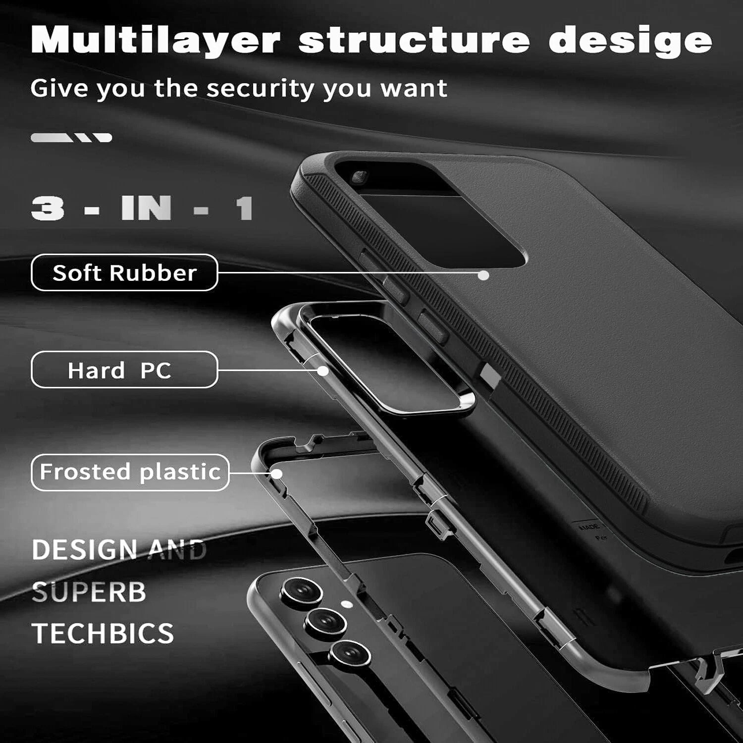 Samsung Galaxy A17 5G Case with Screen Glass - Shockproof Rugged Cover for A16 A15 A14 A03S