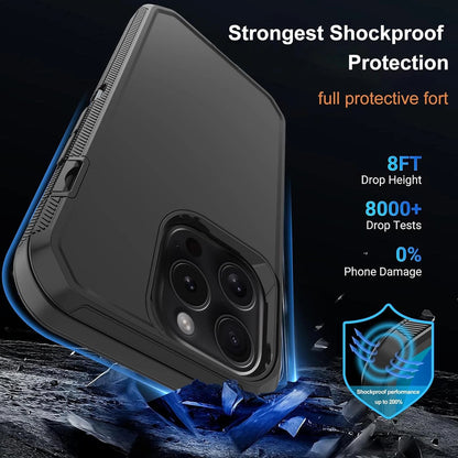 For iPhone 16 Pro Max/16 Pro 15 14 13 11 Case Phone Shockproof Cover+Screen Glas