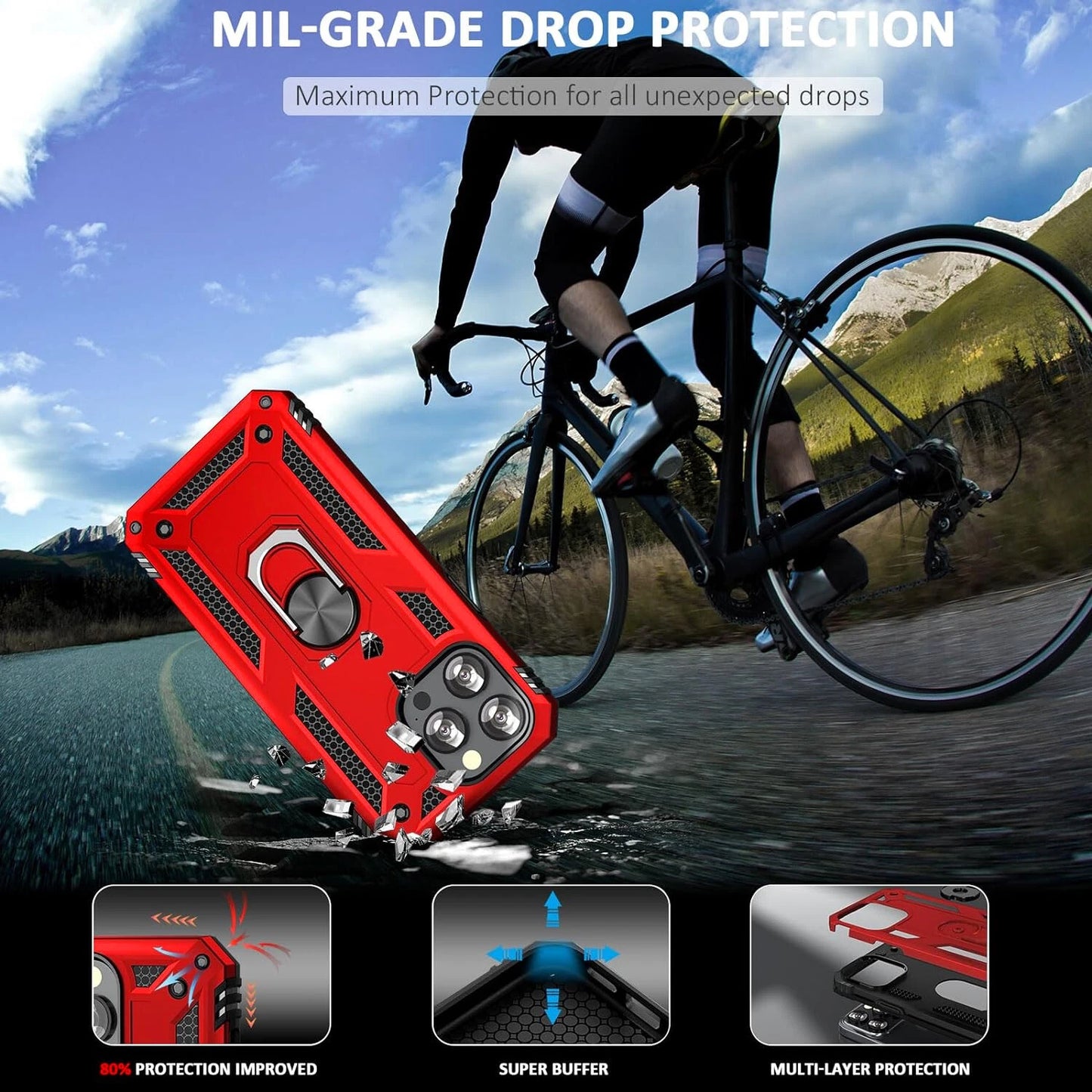 For iPhone 12 Case /12 Pro Max/Mini/ Phone Cover Shockproof Stand + Glass Screen