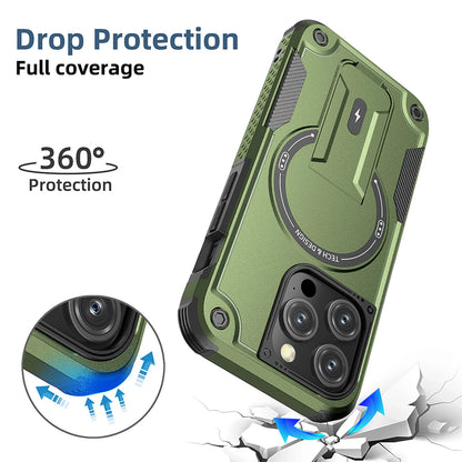 For iPhone 17 16 Pro Max 15 14 13 12 11 Heavy Duty Rugged Magnetic Case + Stand